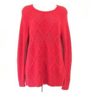 AEO Diamond pattern red soft sweater open knit S